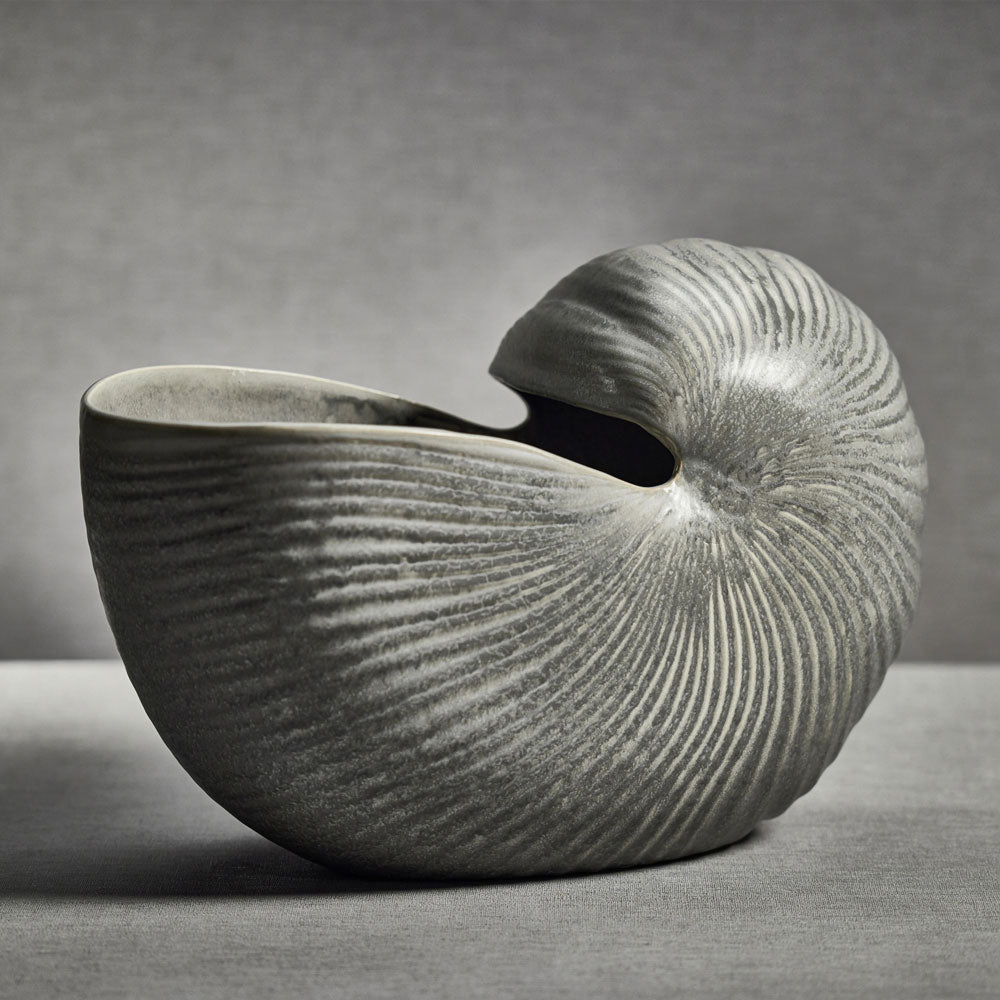 Nautilus Stoneware Vase Gray