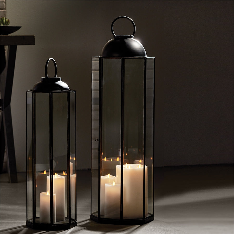 Large Metal Lantern metal candleholder metal hurricane metal luminary glass lantern