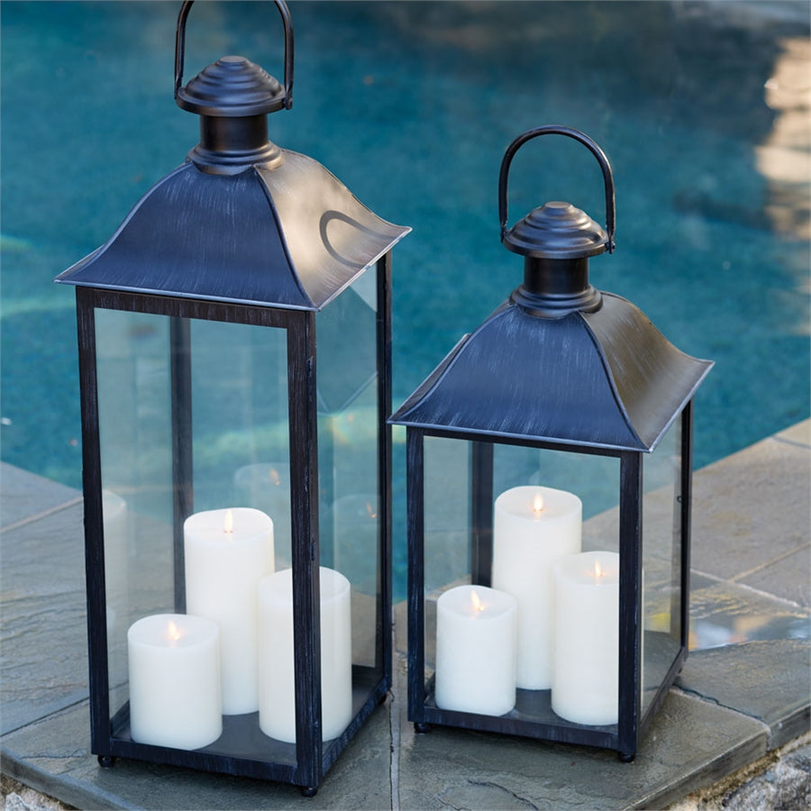 coach house Lantern metal pool side lantern traditional metal hurricane large glass lantern