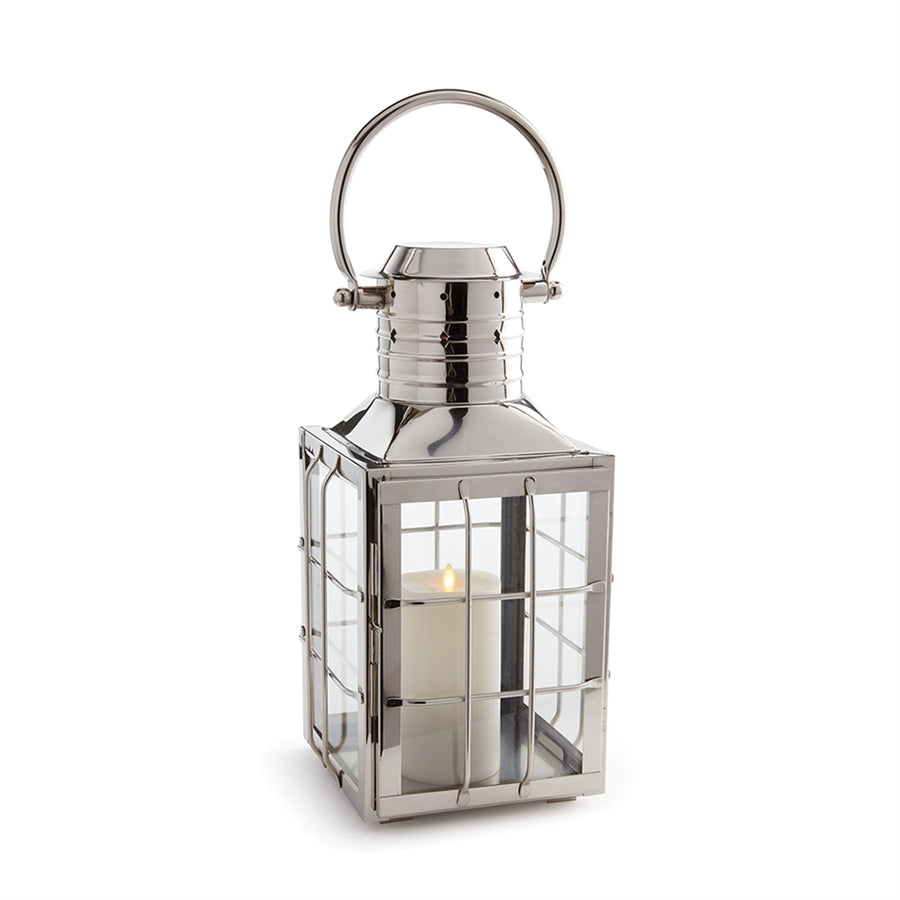 silver nautical Lantern silver candleholder silver nautical hurricane metal glass lantern