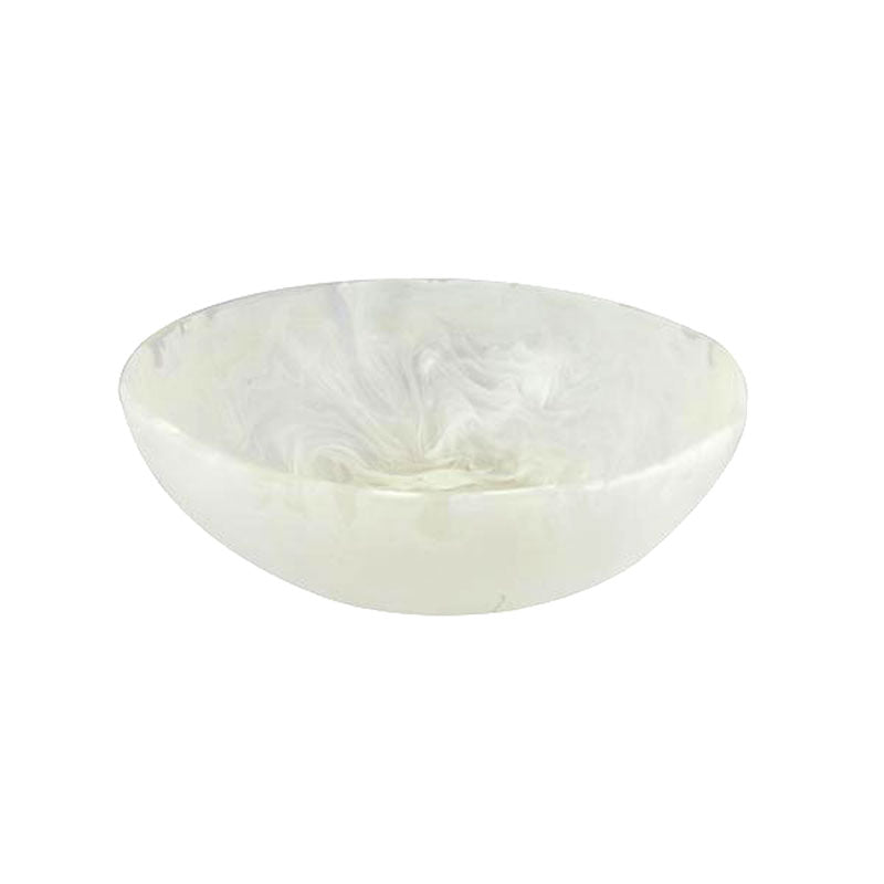 Resin swirl bowl in semi-translucent white, 15"