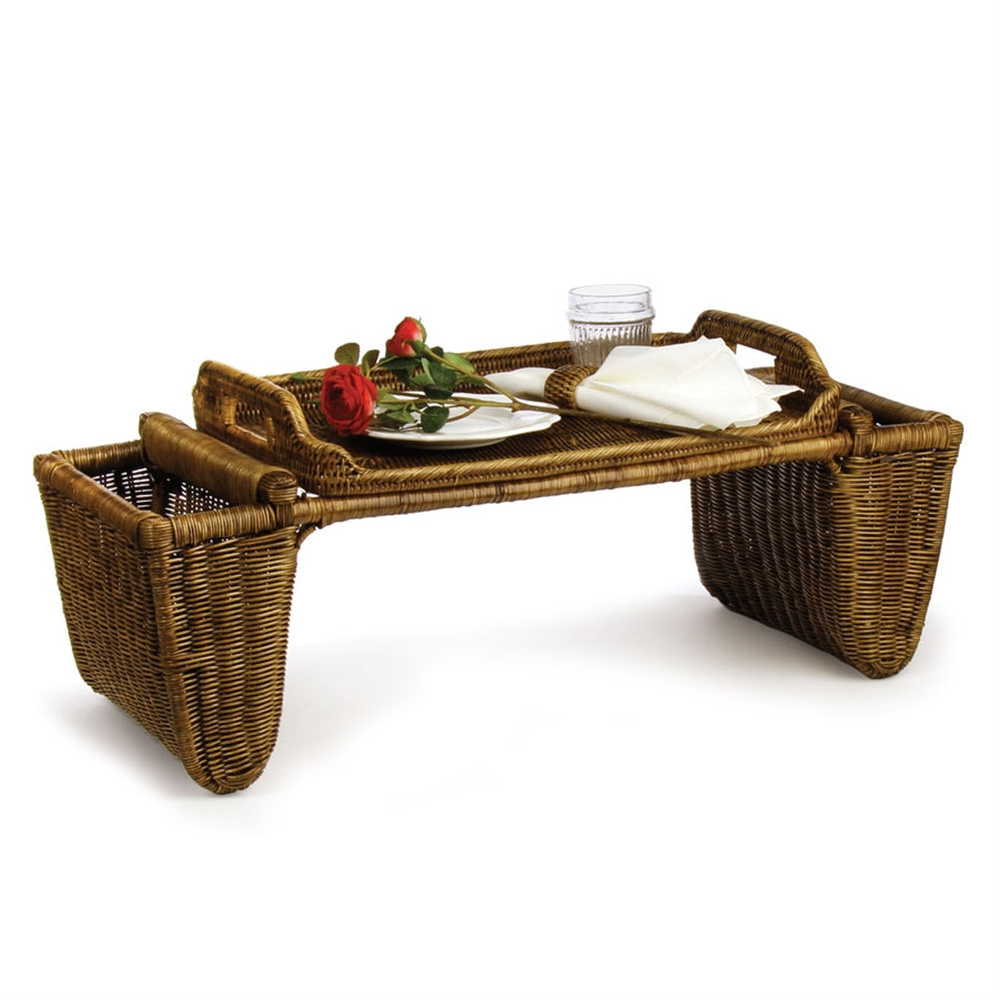rattan tray table, woven breakfast tray, woven tray table, rattan service tray, breakfast in bed
