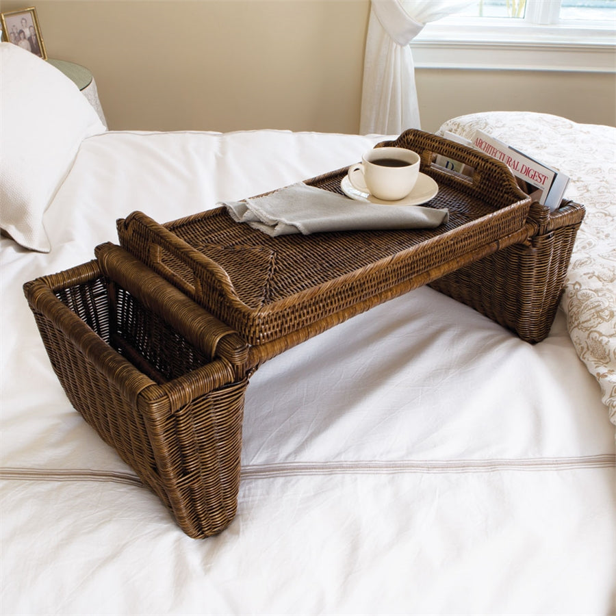 rattan tray table, woven breakfast tray, woven tray table, rattan service tray, breakfast in bed