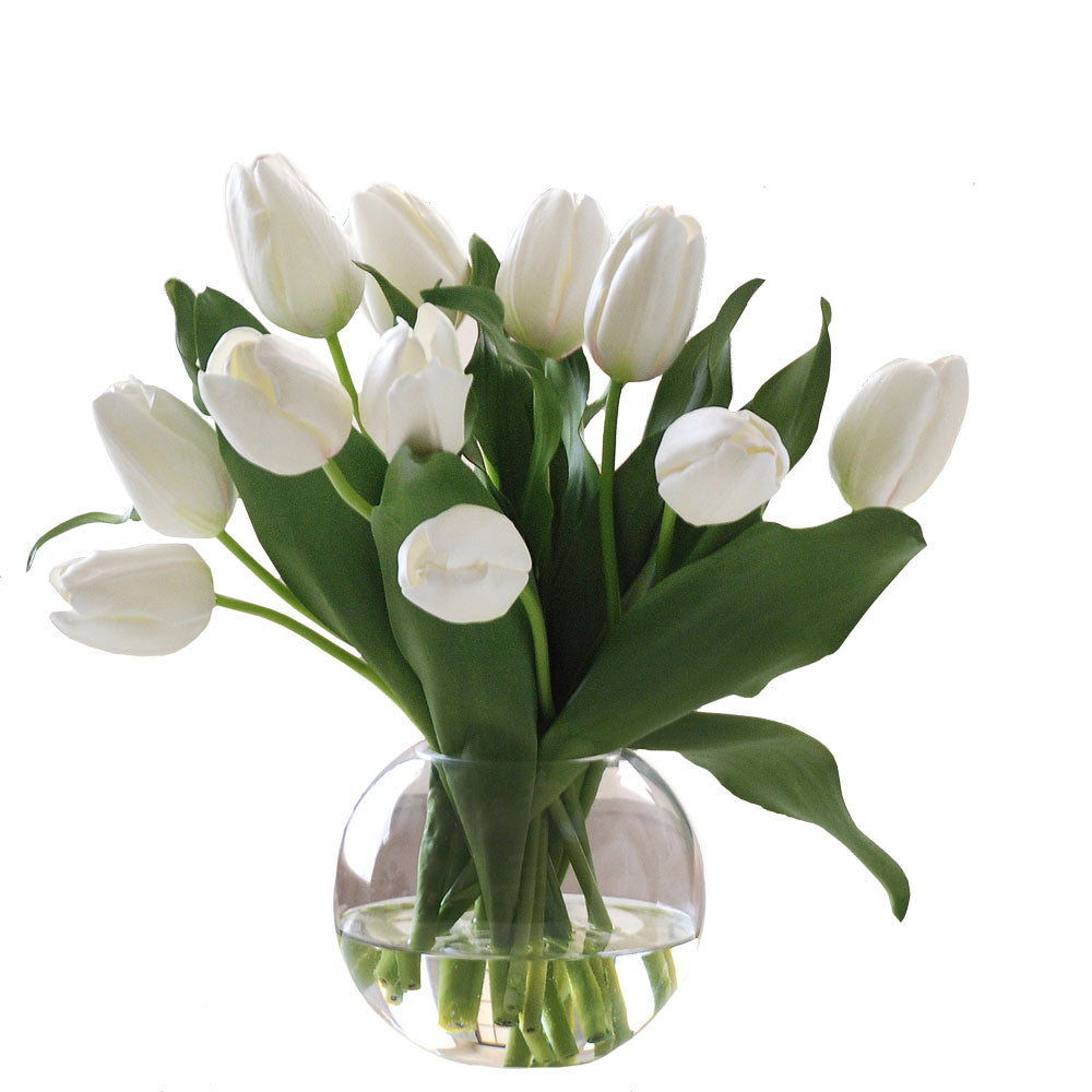French Tulip Arrangement in Glass 13"