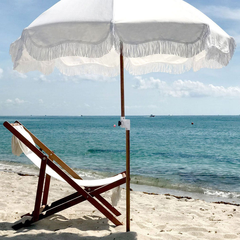 Vintage White Beach Umbrella