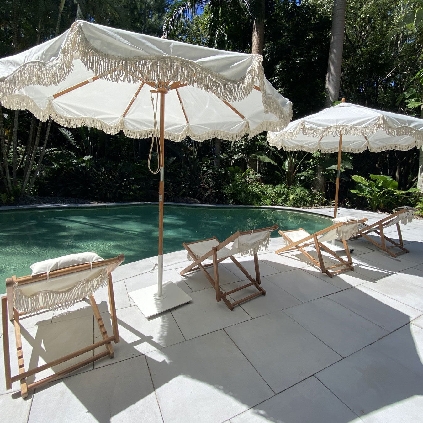Vintage White Beach Umbrella