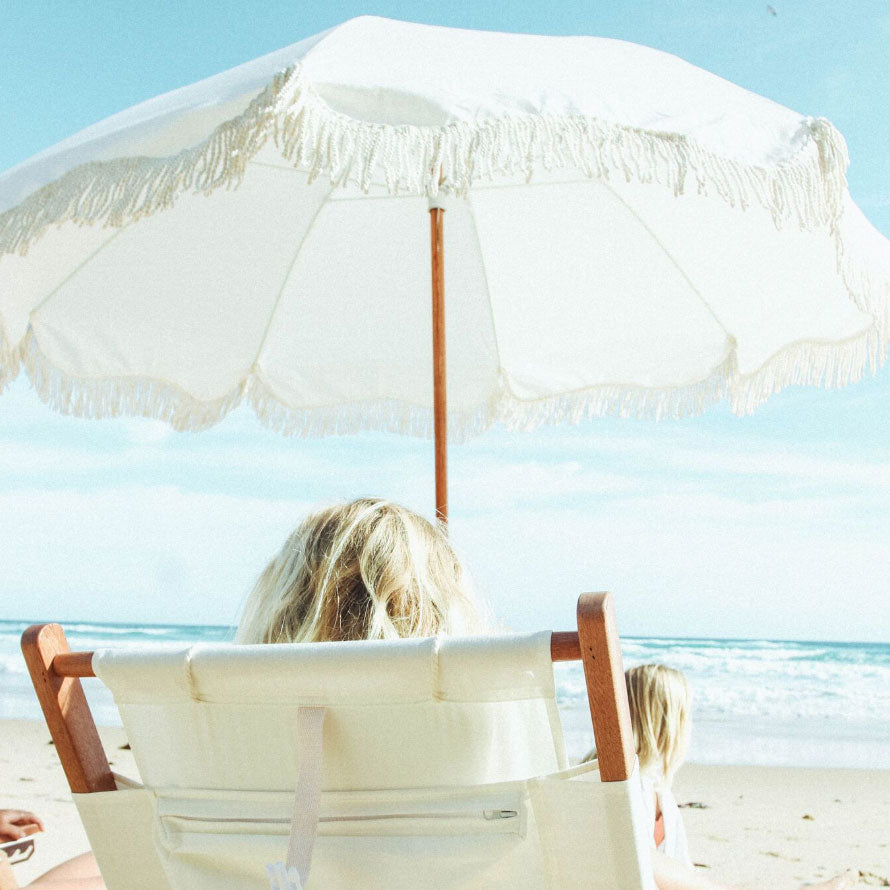 Vintage White Beach Umbrella