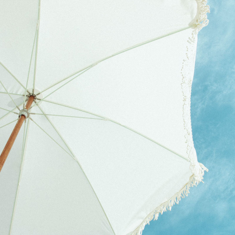 Vintage White Beach Umbrella
