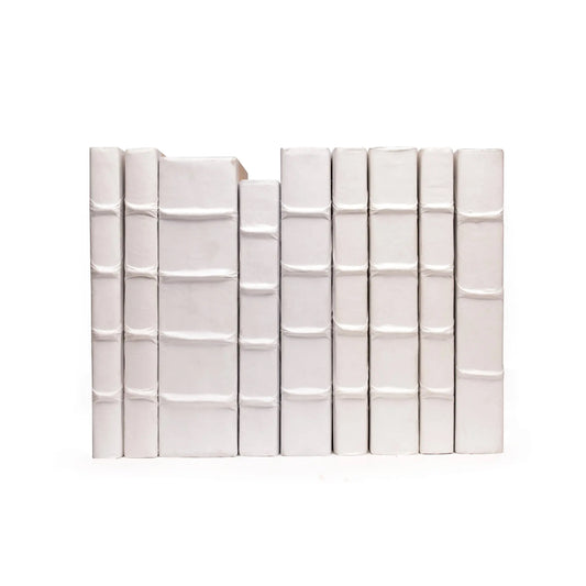 Decorative Book White Leather Spine